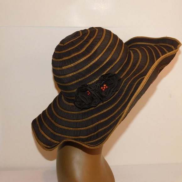 Peter Grimm True Character Brown Floppy Sun Hat Wire Rimmed Flower On Side main image 4